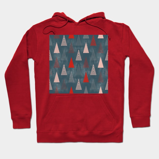 Gray Minimal Christmas Trees Hoodie by Carolina Díaz